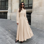 Elegant Half Turtleneck Zipper Pleated Dress
