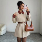 Autumn Winter Collared Women Woolen Suit Slim Fit Coat
