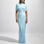Asymmetric Ruched Cutout Bodycon Maxi Dress