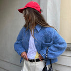 Winter Klein Blue Collared Long Sleeved Woolen