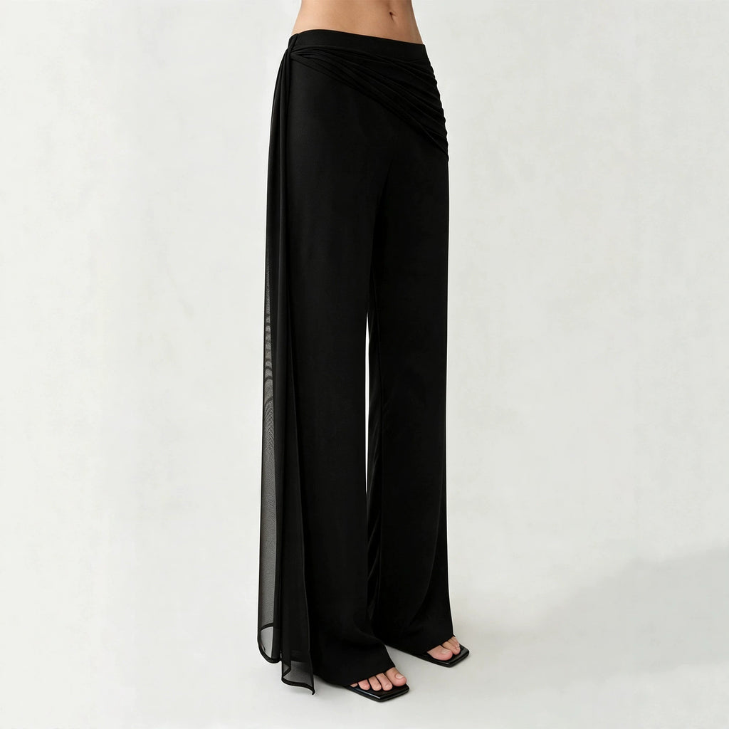 Women Clothing Autumn Black Ribbon Bootcut Trousers Women Slimming Casual All Matching Bell Bottom Pants