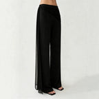 Women Clothing Autumn Black Ribbon Bootcut Trousers Women Slimming Casual All Matching Bell Bottom Pants