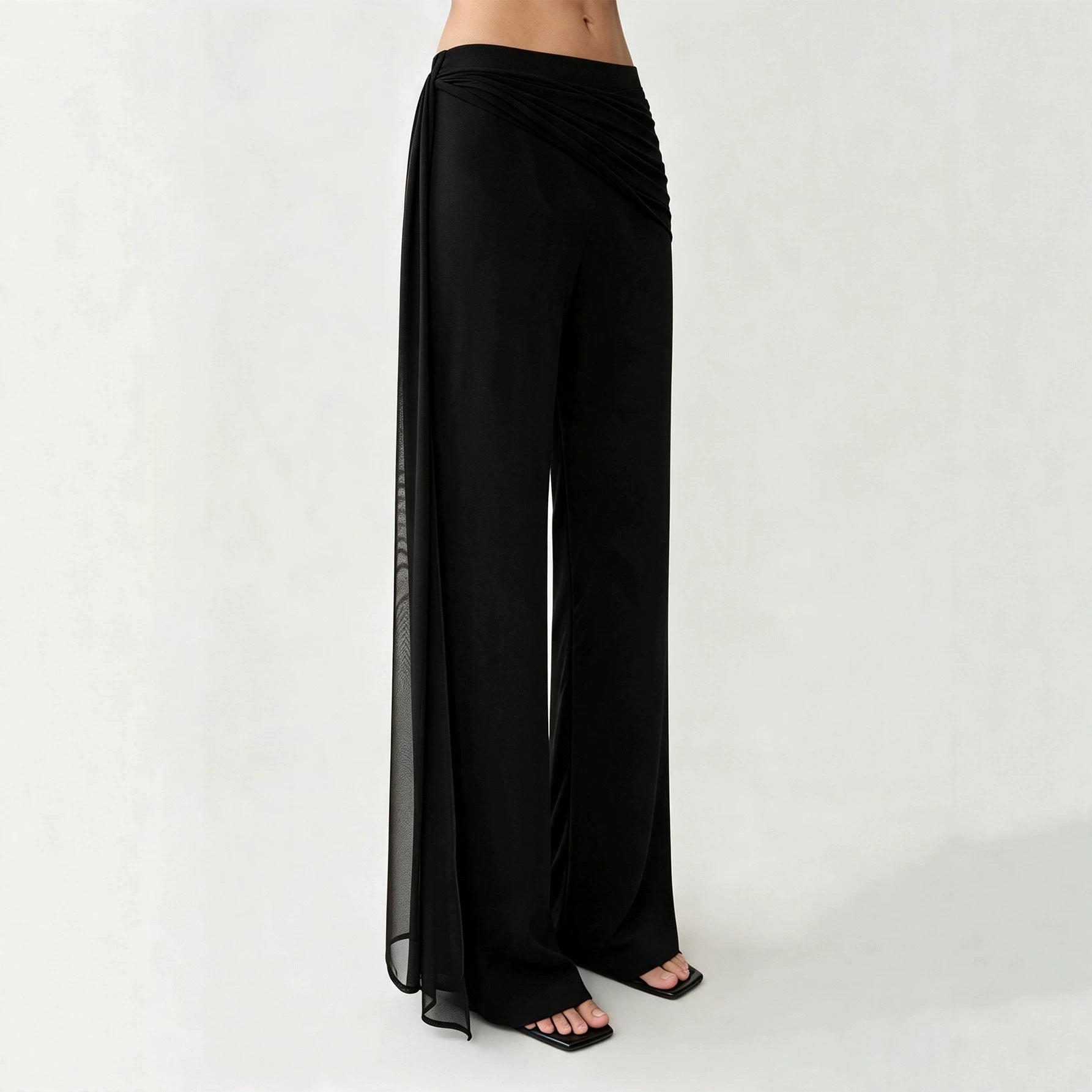 Women Clothing Autumn Black Ribbon Bootcut Trousers Women Slimming Casual All Matching Bell Bottom Pants