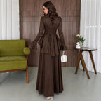 Women's Autumn Ladies Ruffled Flared Sleeve Elegant Maxi Dress