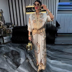Three Dimensional Printed Floral Varsity Jacket Drawstring Trousers Two Piece