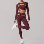 Wine Red Cropped Pants Bra Shawl