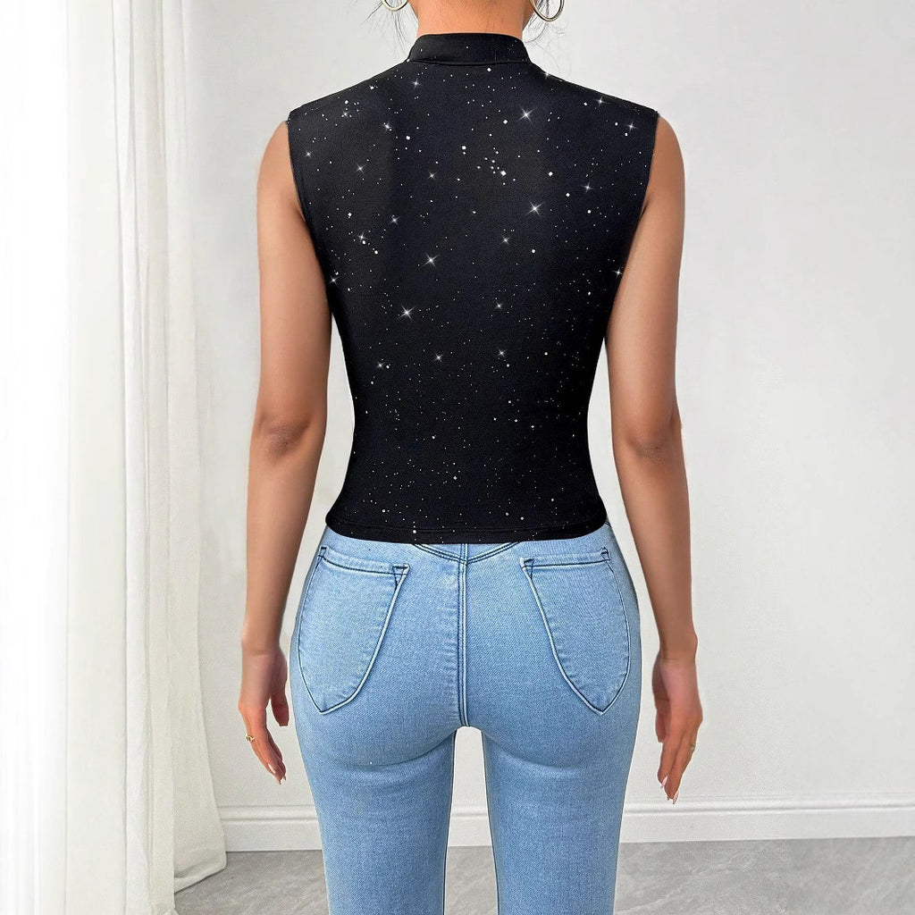 V-Neck Sequin Sleeveless Top