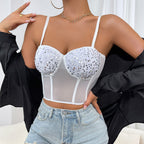 's Mesh Breathable Steel Ring Boning Corset Sequ Corset With