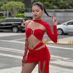Spring Women Sexy Tube Top Cropped Tank Top Irregular Asym