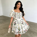 Women's Floral Puff-Sleeve Mini Dress