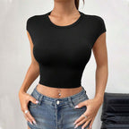 Women’s Black Lace Up Backless Crop Top