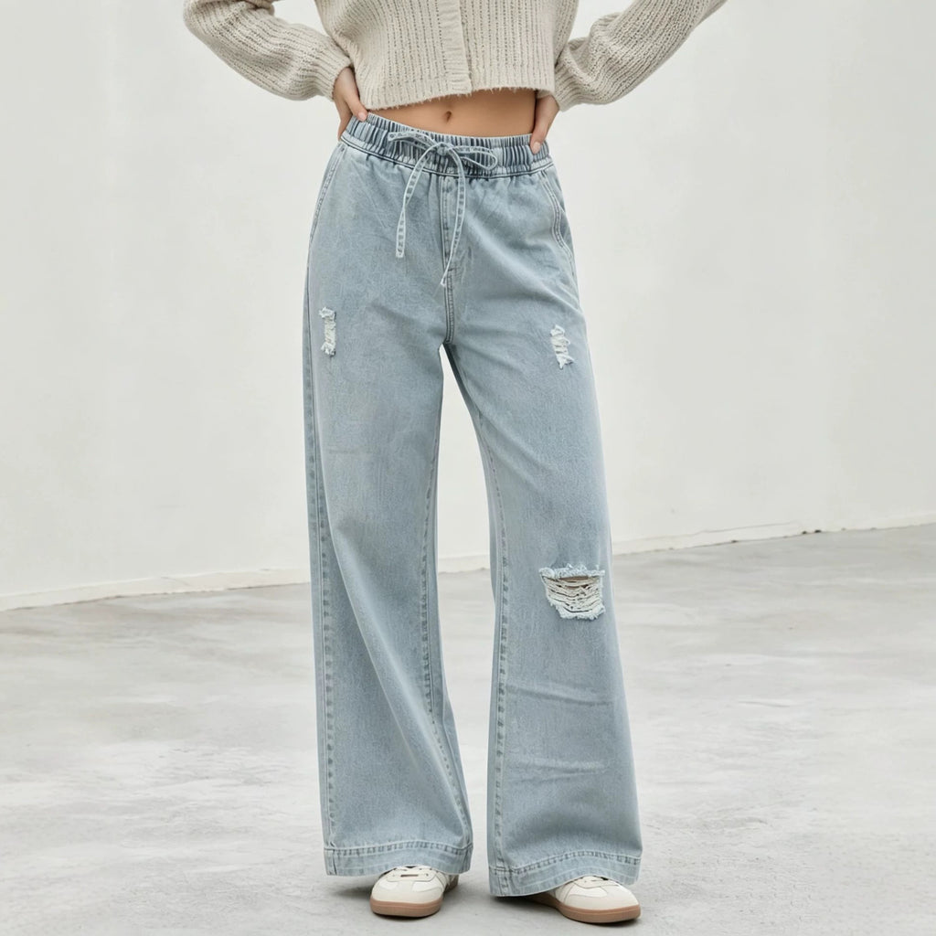 Women's High-Rise Drawstring Jeans