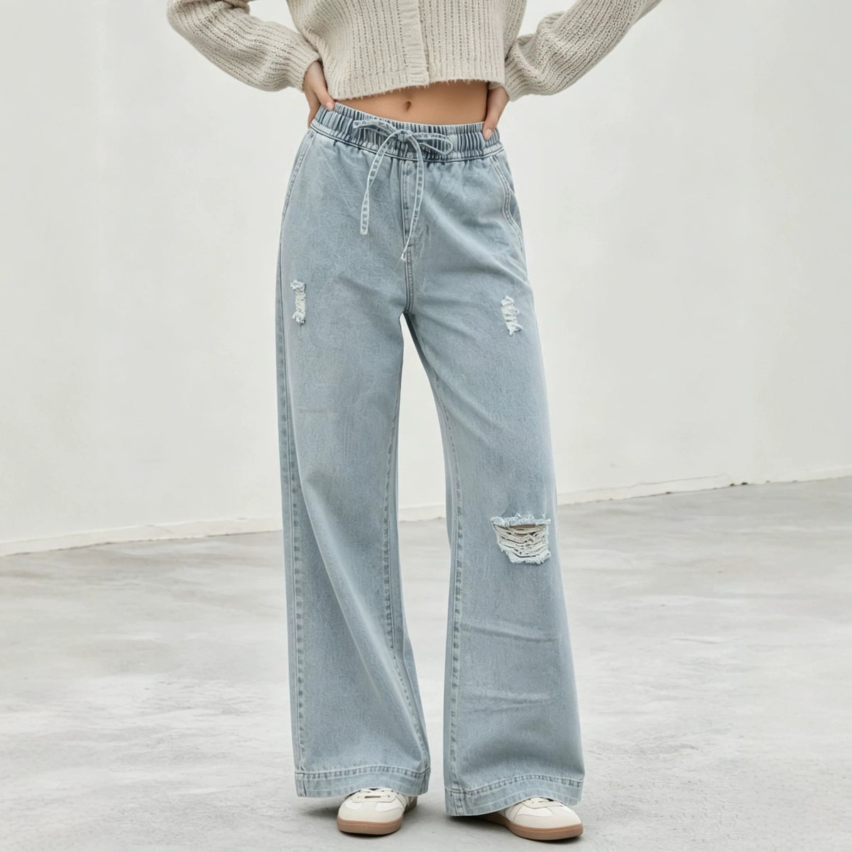 Women's High-Rise Drawstring Jeans