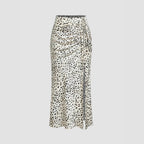 Leopard Print Drawstring Split Maxi Skirt