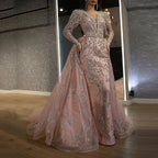 Dress V-Neck Long Sleeve Gold Trailing Evening