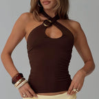 Women's Lace-Up Cutout Sleeveless Top