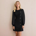 Women's Slim Fit Long Sleeve Button Detail Dress