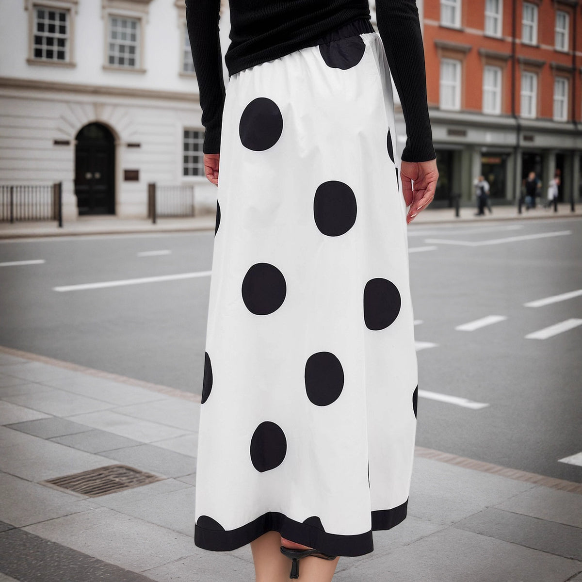 High Waist Big Polka Dot French Elegant Skirt