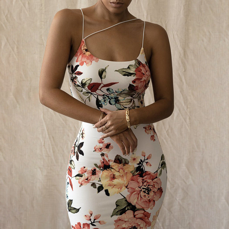 Floral Suspender Slim Dress