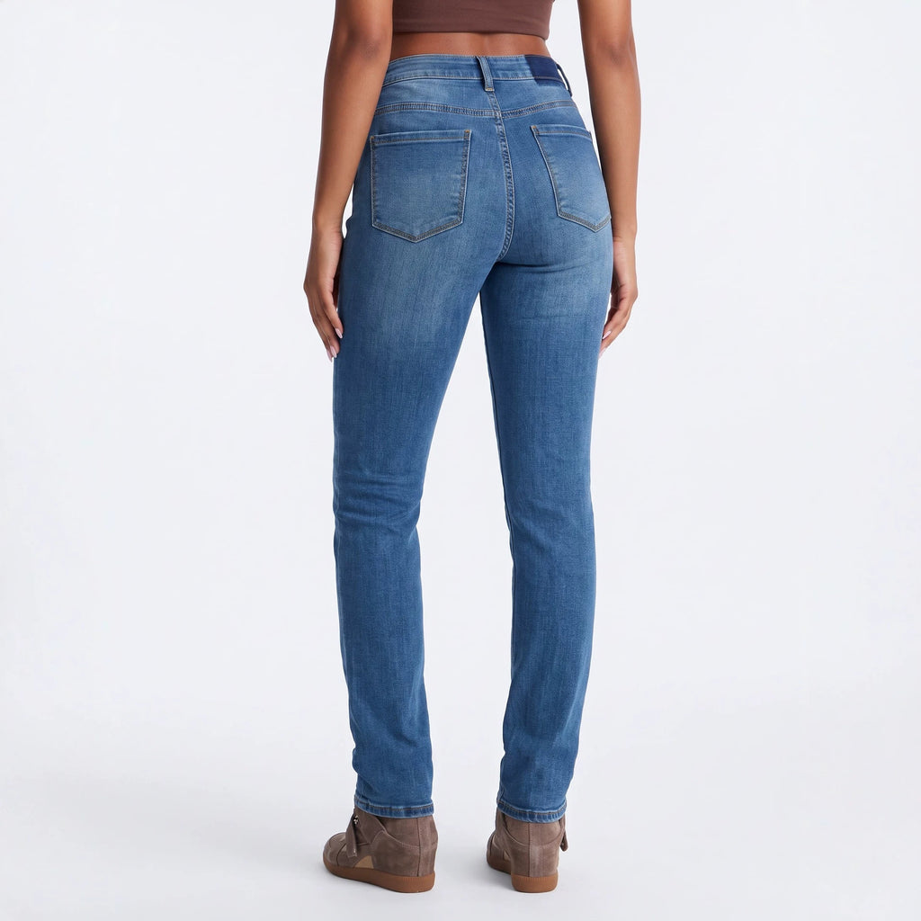 Women's High-Waist Ripped Straight-Leg Jeans
