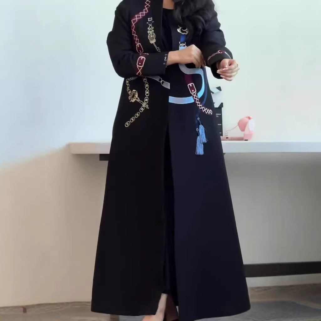 Arrival British Retro Motorcycle Printed Coat Midi Robe Trench Coat
