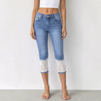 Lace-Detail Cropped Jeans