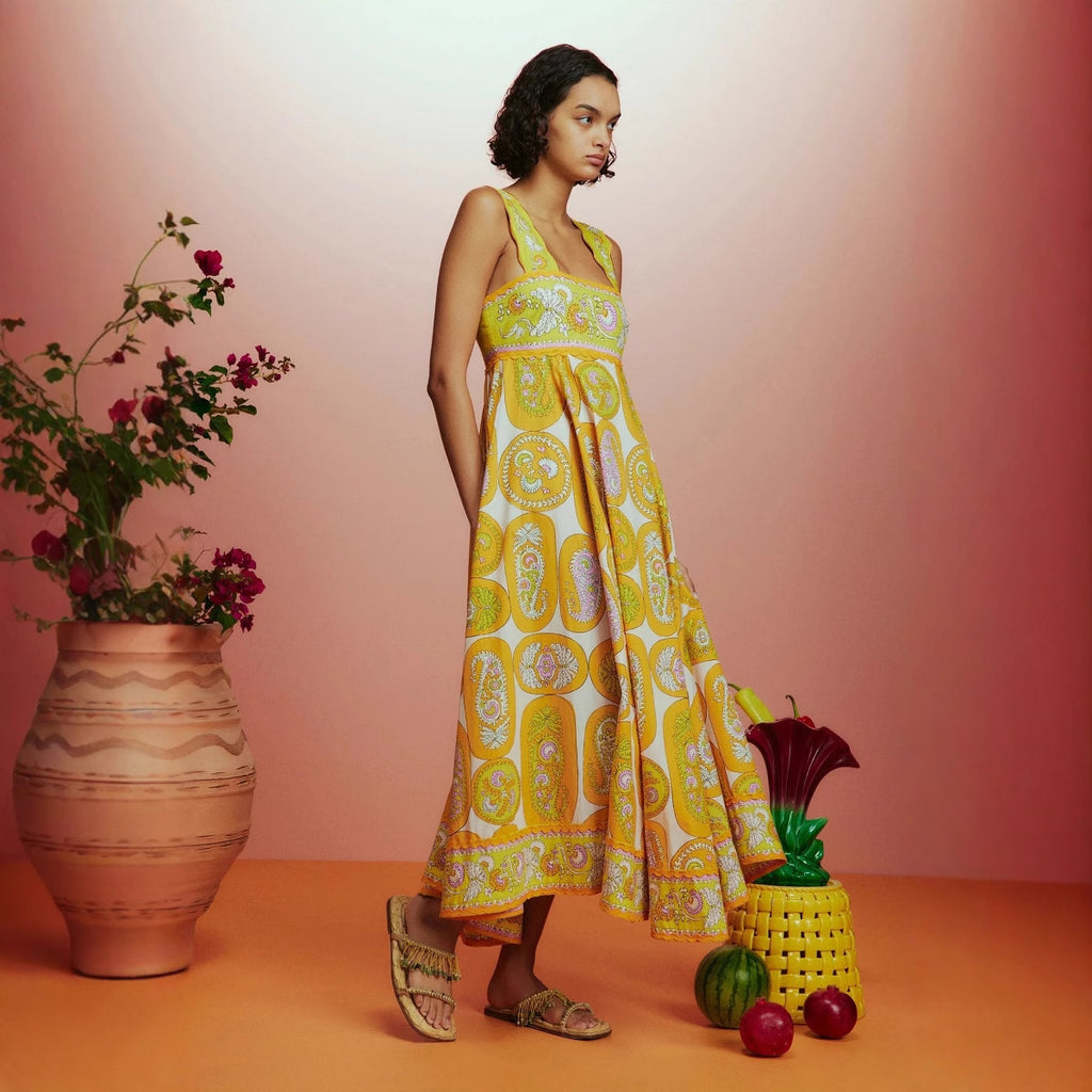 Women's Summer Sling Printed Big Swing Dress