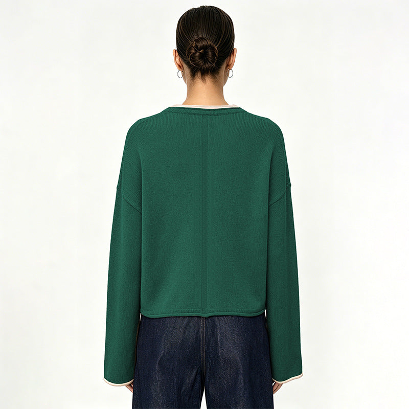 Women's Crew-Neck Color-Block Knit Sweater