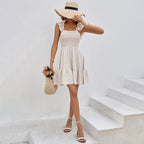 Women's Square-Neck Ruffle Smocked Mini Dress