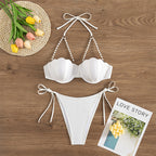 Halter White Bikini Swimwear