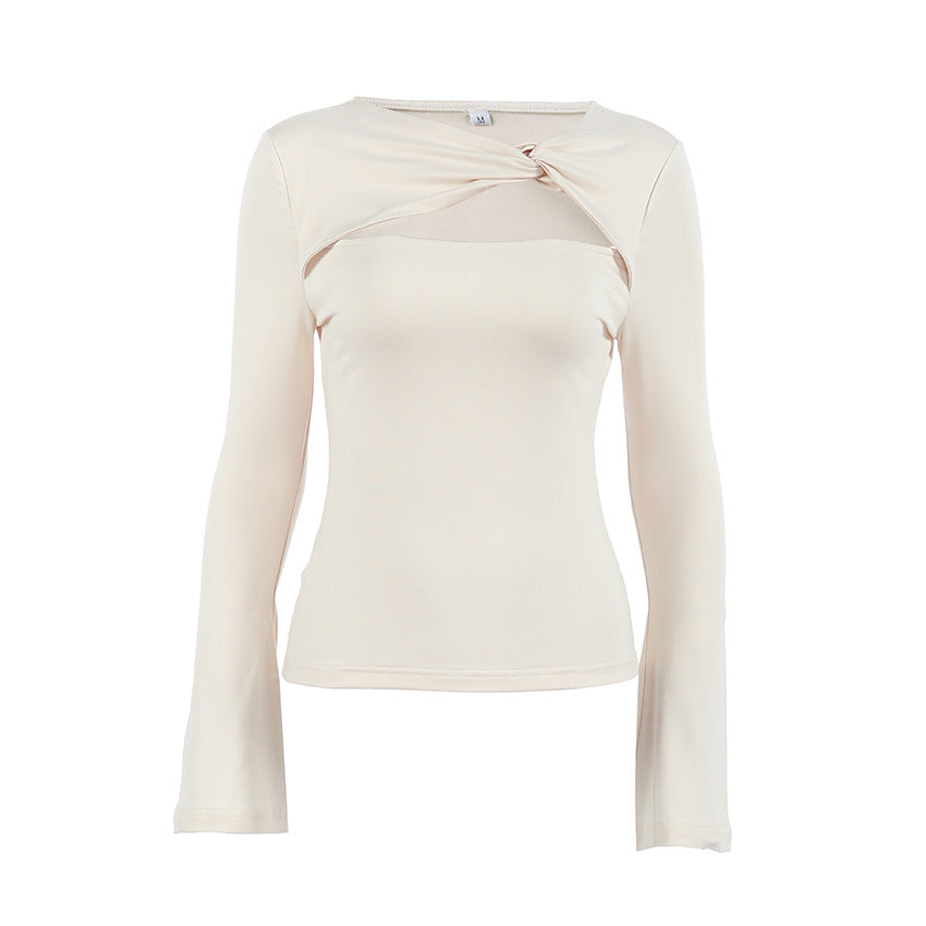 Women's Asymmetric Cutout Long Sleeve Top