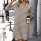 Women's Button-Front V-Neck Dress