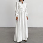 Women's French Collar Belted Shirt Dress