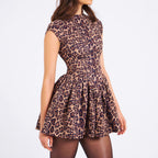 Women's Leopard Print Backless A Line Party Dress