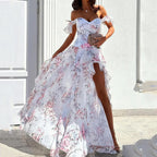 Women's Ruffle-Trim Floral Off-Shoulder Maxi Dress