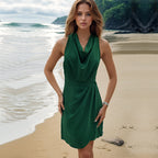 Summer Women Clothing Elegant Solid Color Sleeveless Dress