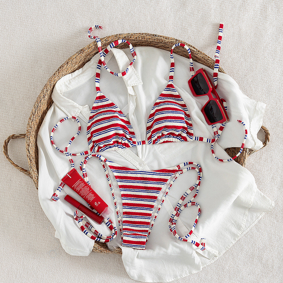 Striped One-piece Swimwear