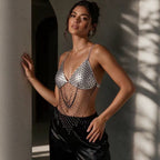 Women's Rhinestone Fishnet Halter Top