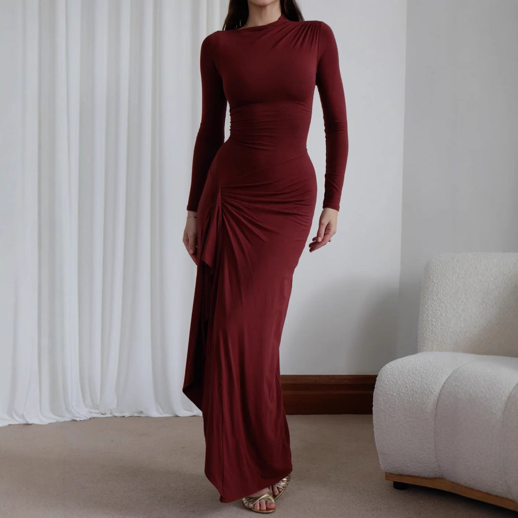 Women's Long Sleeve Lace-Up Maxi Dress