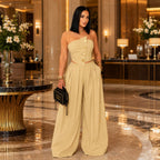 Women's Asymmetric Tube Top & Wide-Leg Pants Set