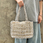 Women's Pearl Woven Beaded Tote Bag