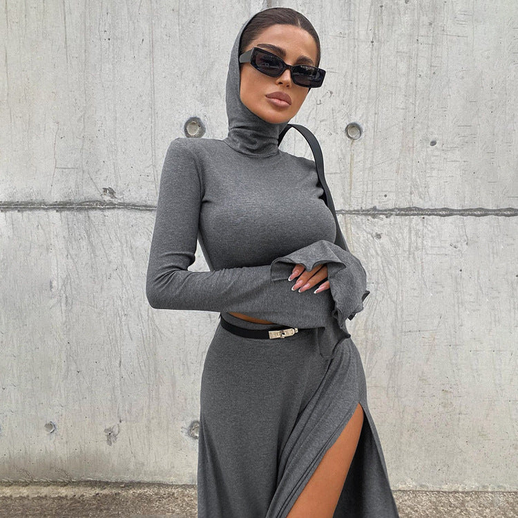 Hooded Top & Skirt Set