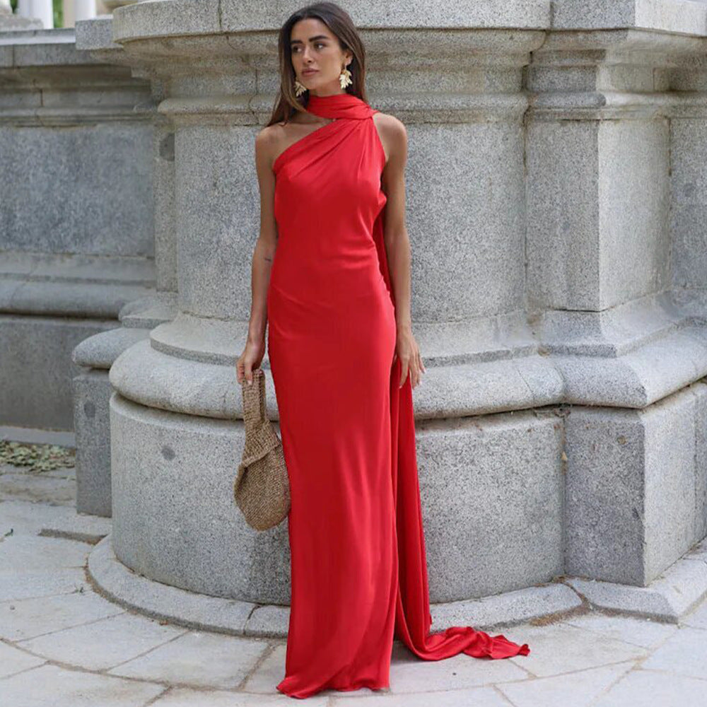 Women's Ribbon Dress Backless Slim Dress