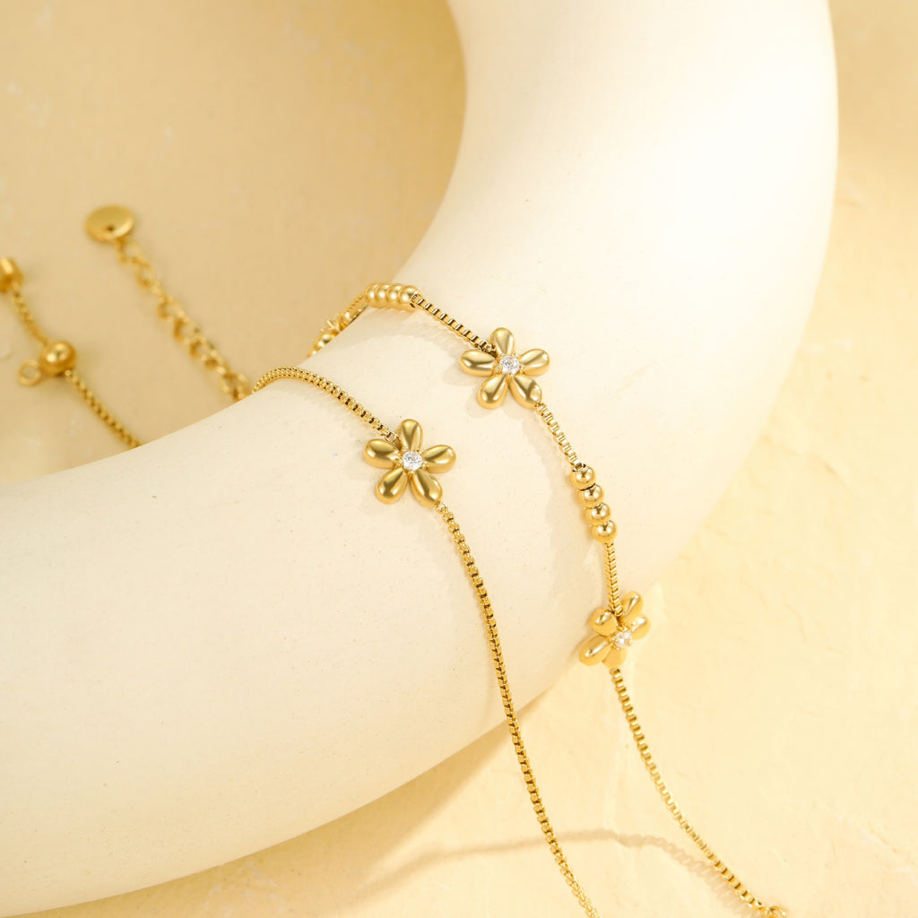 Women's Floral Rhinestone Bracelet