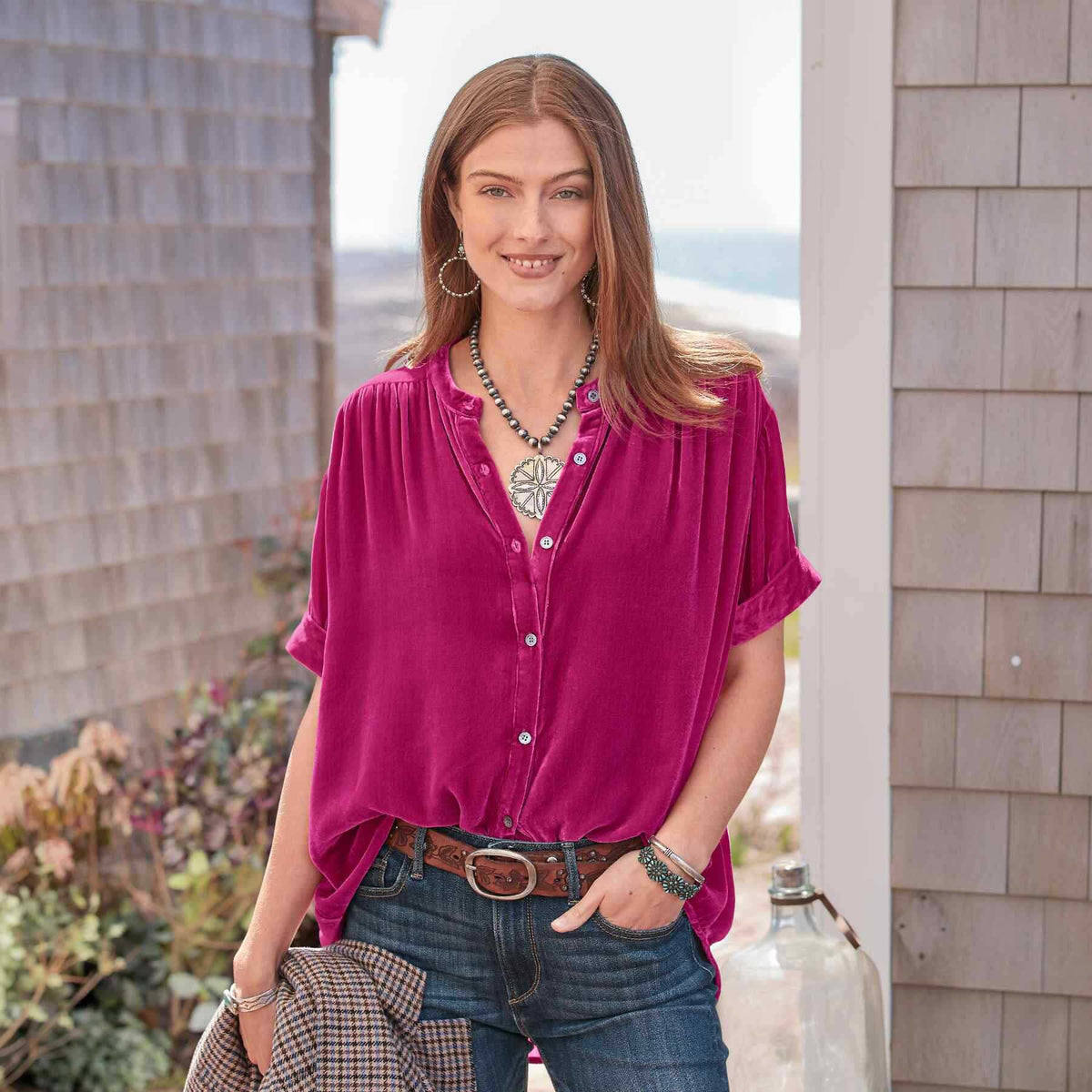Women's Clothing Top Popular Gold Velvet Solid Color Short Sleeve Round Neck Shirt