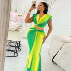 Niche Stitching Pleated Hollow Out Cutout Hip Office Dress