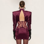 Women's Autumn Winter Tight Elastic Satin Hip Elegant Dress