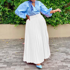 Women's Matching Belt Elegant Pleated Personality Large Skirt