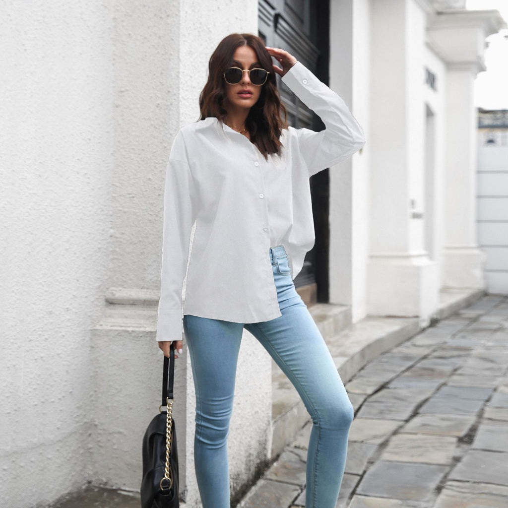 Women's Cotton Drop-Shoulder Shirt – Relaxed Long-Sleeve Top