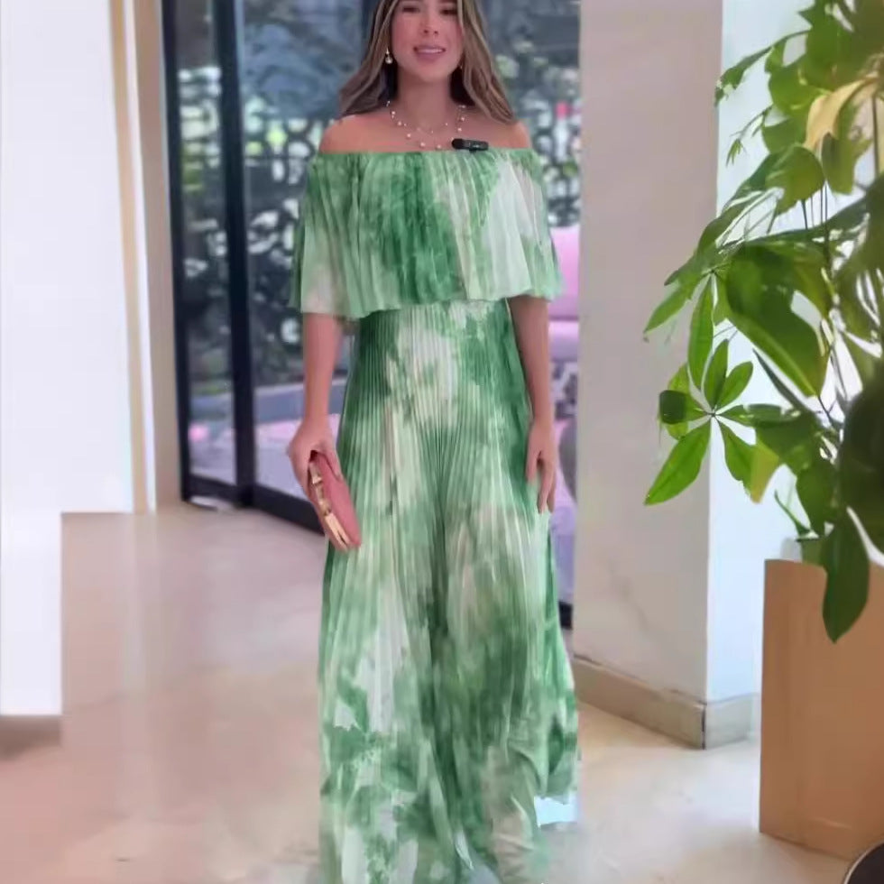 Printed Off-Shoulder Maxi Dress